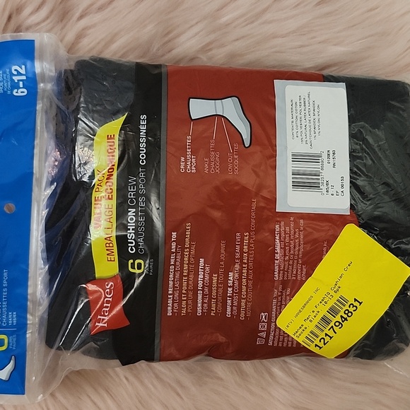 Brand New HANES VALUE PACK MEN'S CUSHION CREW SOCKS-6CT - Picture 2 of 4